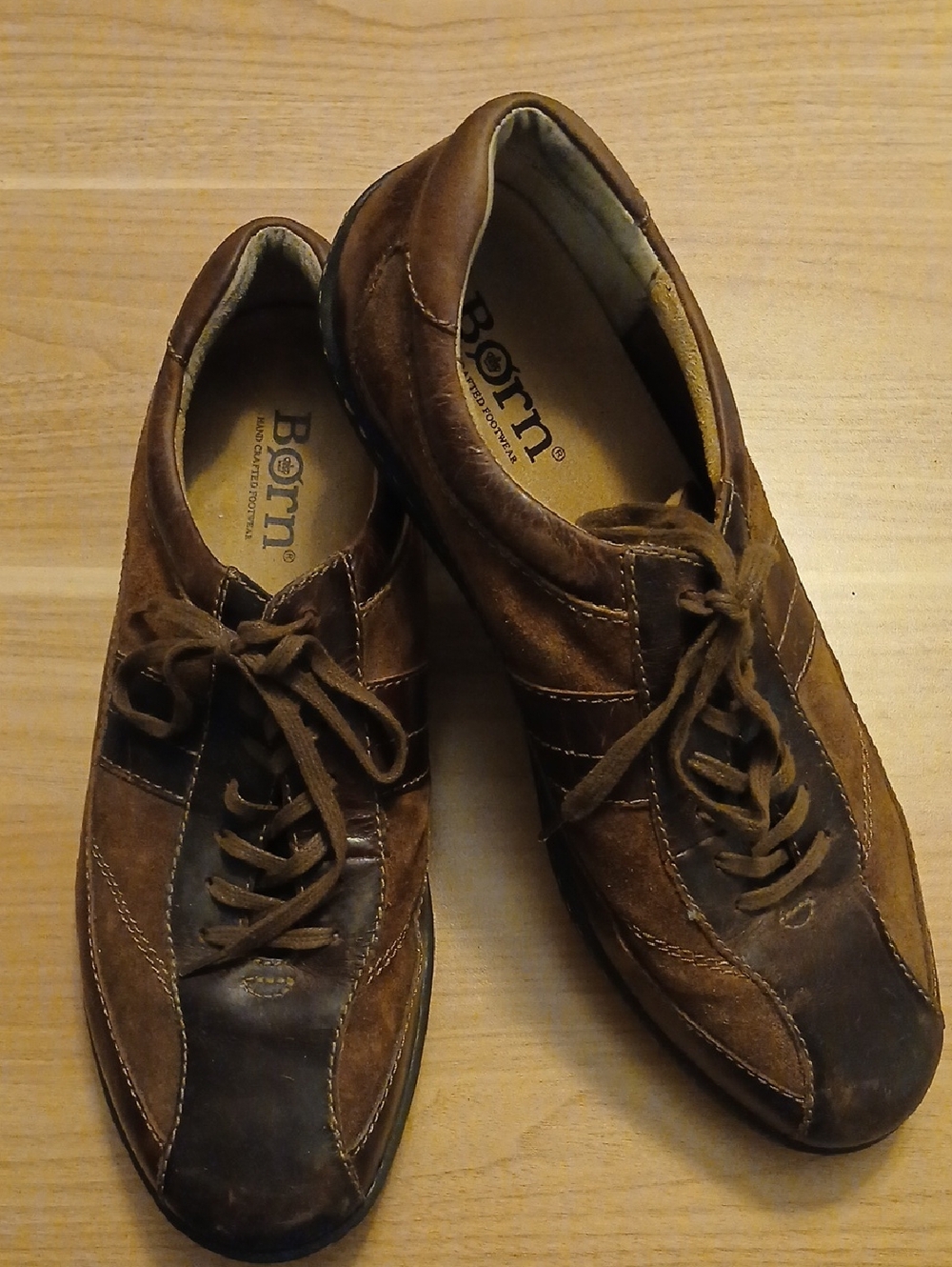 Born Men's Two-Tone Brown Leather Lace-Up Sneakers  in Size 12M